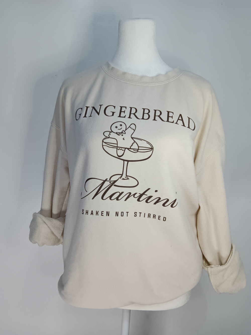 Francesca's Cream Sweatshirt with Brown Gingerbread Graphic